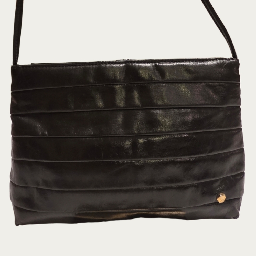 Vintage Mary Ann Rosenfeld 80's Black Leathe Shoulder Bag